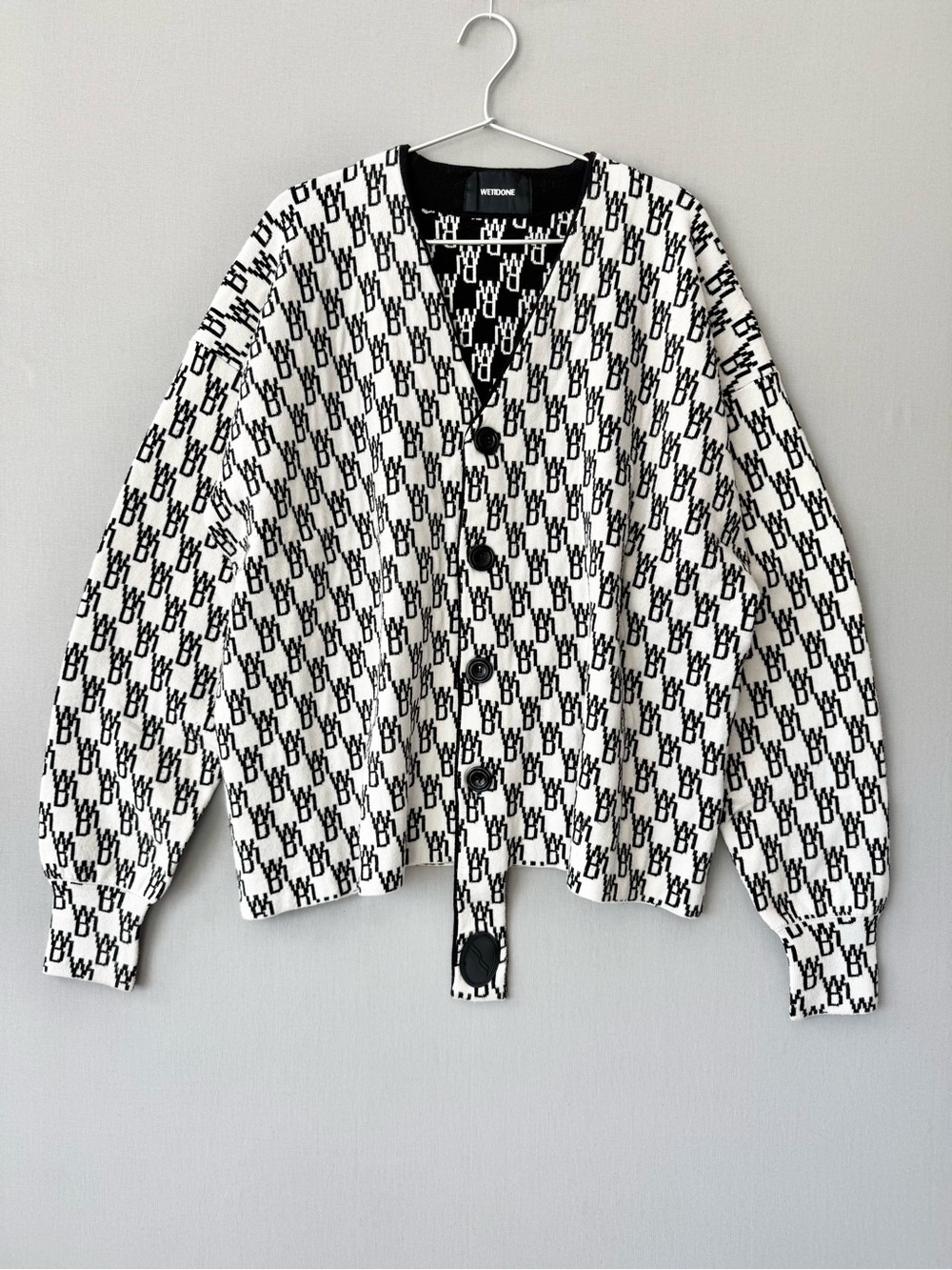 We11done Wool Cashmere Blend Jacquard Knit Oversized Cardigan - Unisex - Size M